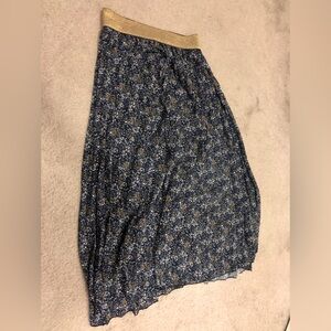 Navy Floral Midi Skirt